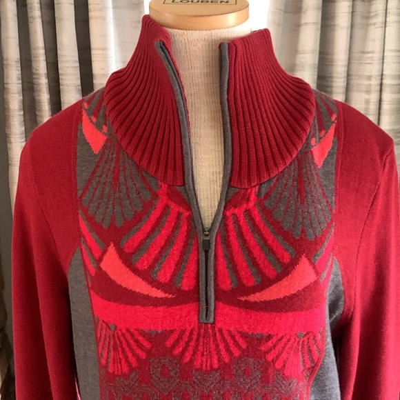 Title Nine sz L red and grey merino wool sweater dress - Picture 2 of 5